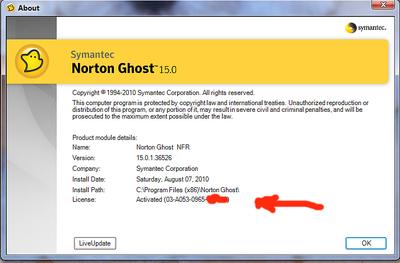 norton ghost 15 license